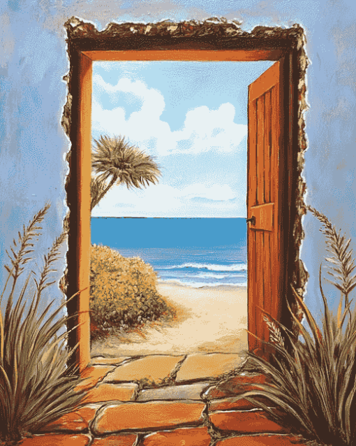 Beach Door Landscape Diamond Painting