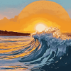 Beach Sunset Waves Diamond Painting