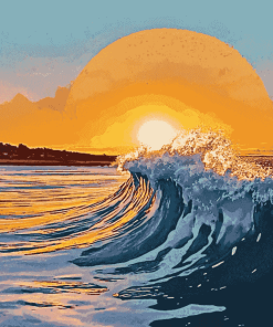 Beach Sunset Waves Diamond Painting