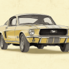 Beige Mustang 1967 Diamond Painting