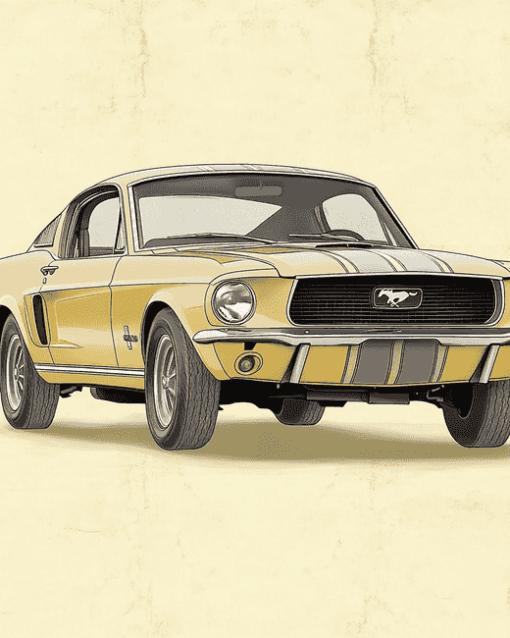 Beige Mustang 1967 Diamond Painting