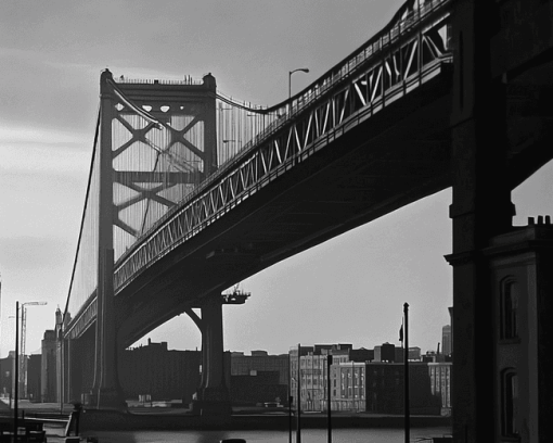 Benjamin Franklin Bridge Black And White Diamond Painting