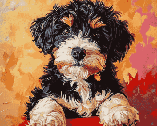 Bernedoodle Puppy Diamond Painting