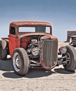 Big Red Ratrod Engine Diamond Painting