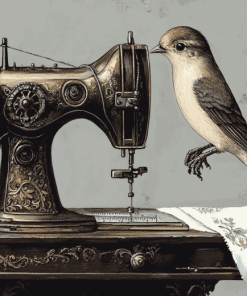 Bird with Sewing Machine Diamond Painting