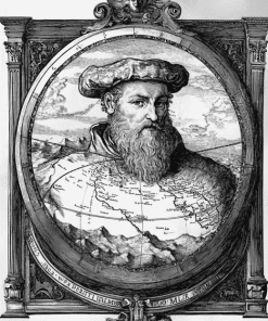 Black And White Gerardus Mercator Diamond Painting