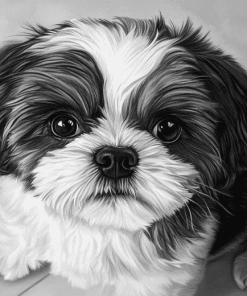 Black And White Shih Tzu Puppy Diamond Painting