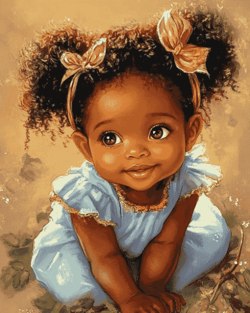 Black Baby Girl Animation Diamond Painting