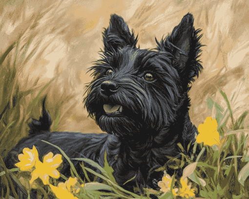 Black Cairn Terrier Puppy Diamond Painting