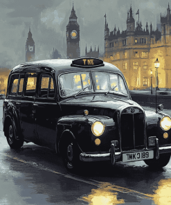 Black London Taxi Car Diamond Painting