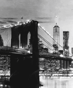 Black White Brooklyn Bridge Diamond Painting