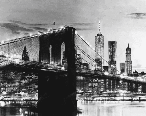 Black White Brooklyn Bridge Diamond Painting