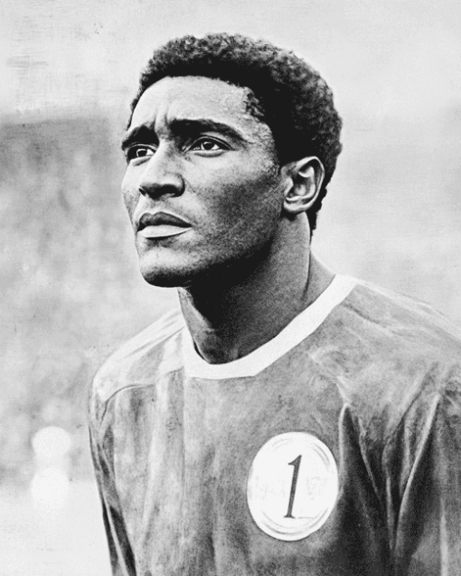 Black and White Eusebio Footballer Diamond Painting