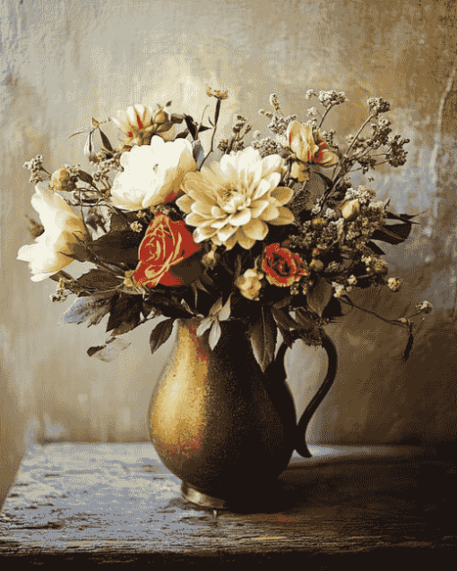 Blossoms and Rustic Vases Diamond Painting