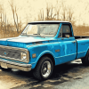 Blue 1967 Chevy Stepside Truck Diamond Painting