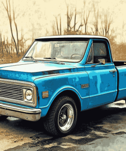 Blue 1967 Chevy Stepside Truck Diamond Painting