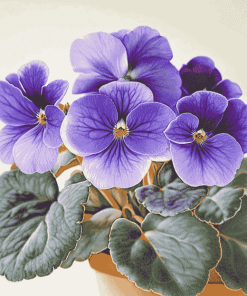 Blue African Violet Blossoms Diamond Painting