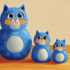 Blue Cat Figures Diamond Painting