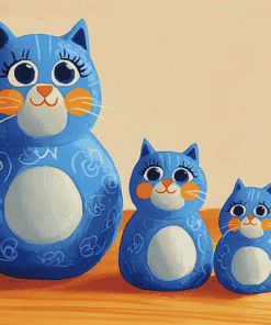 Blue Cat Figures Diamond Painting