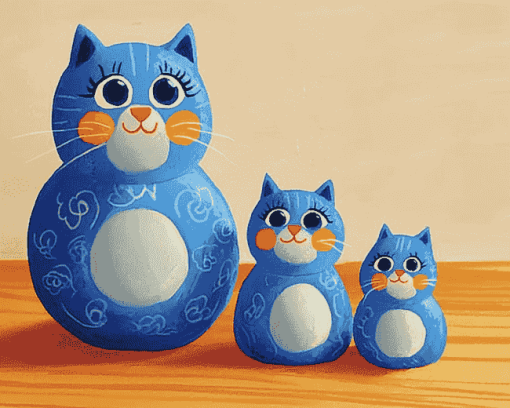 Blue Cat Figures Diamond Painting