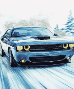 Blue Challenger Cars Diamond Painting