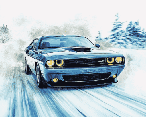 Blue Challenger Cars Diamond Painting