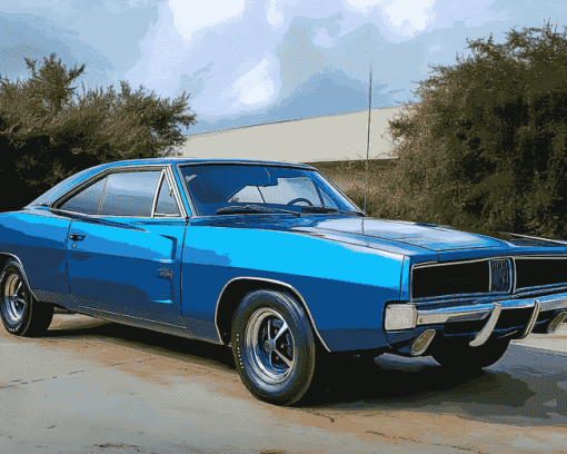 Blue Dodge Charger Vehicle Diamond Painting