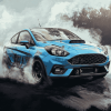 Blue Fiesta Car Diamond Painting