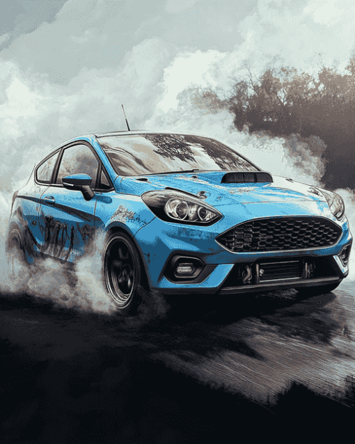 Blue Fiesta Car Diamond Painting