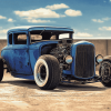 Blue Hot Rod Car Diamond Painting