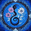 Blue Mandala Yin Yang Roses Diamond Painting