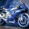 Blue R1 Engine Motorbike Diamond Painting