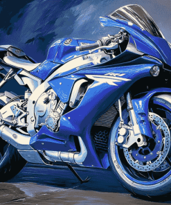 Blue R1 Engine Motorbike Diamond Painting