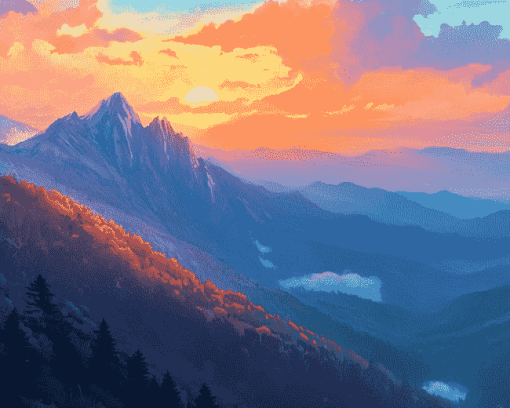 Blue Ridge Sunset Diamond Painting