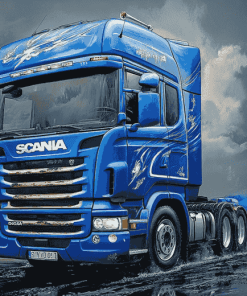 Blue Scania Truck Diamond Painting