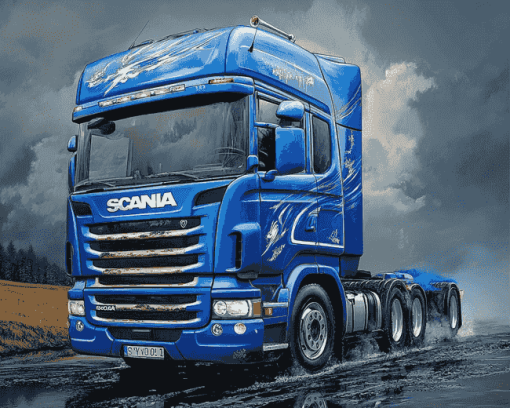 Blue Scania Truck Diamond Painting