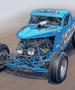 Blue Sprint Car Engine Diamond Painting