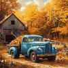 Blue Truck Fall Landscape Diamond Painting