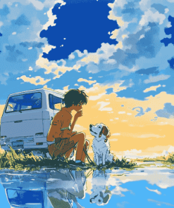 Boys and Dogs Anime Diamond Painting