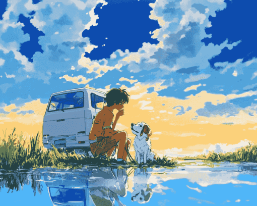 Boys and Dogs Anime Diamond Painting