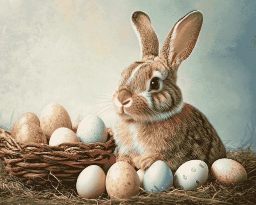 Bunny and Eggs Rabbit Diamond Painting