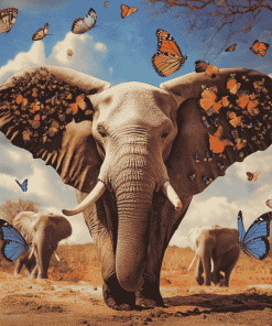 Butterflies and Elephants Diamond Painting