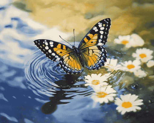 Butterfly Water Scene Diamond Painting