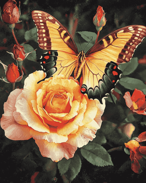 Butterfly and Rose Diamond Painting