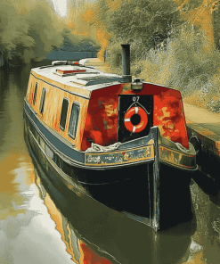 Canal Boat Scene Diamond Painting