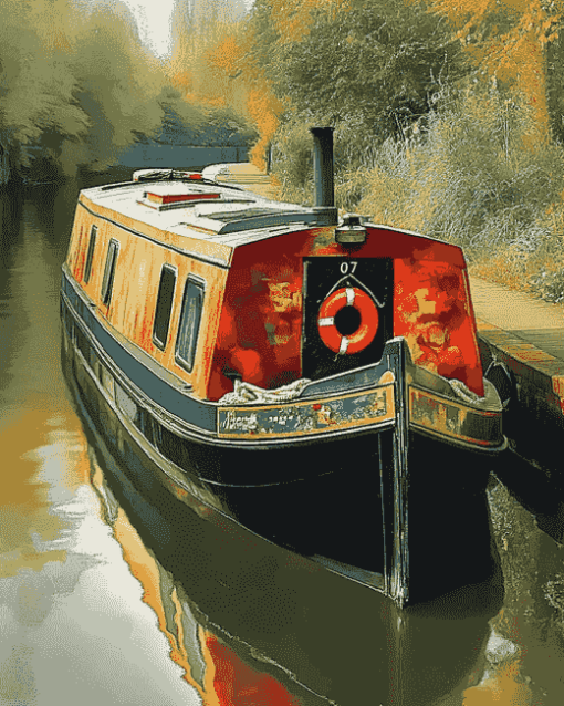 Canal Boat Scene Diamond Painting