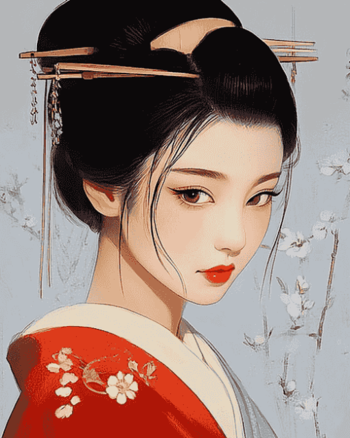 Cartoon Japanese Woman Diamond Painting