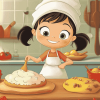 Cartoon Little Girl Baking Diamond Painting