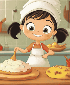 Cartoon Little Girl Baking Diamond Painting