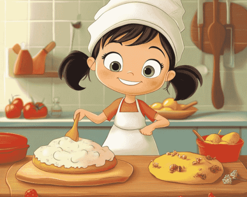 Cartoon Little Girl Baking Diamond Painting